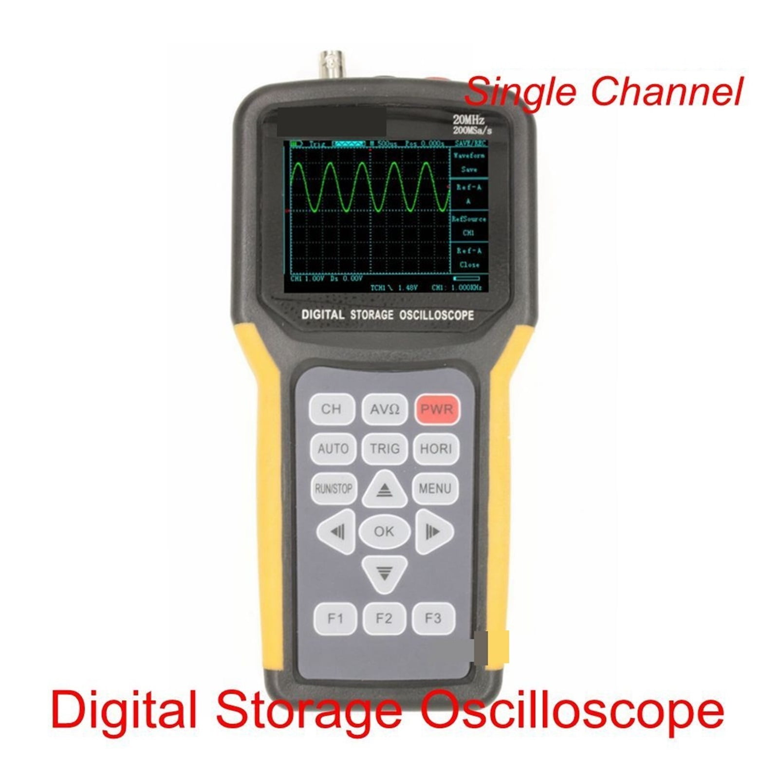 Handheld Oscilloscope Portable Digital Storage Oscilloscope Multimeter Single Channel 20MHZ Probe 200MS/S ,Professional Designed