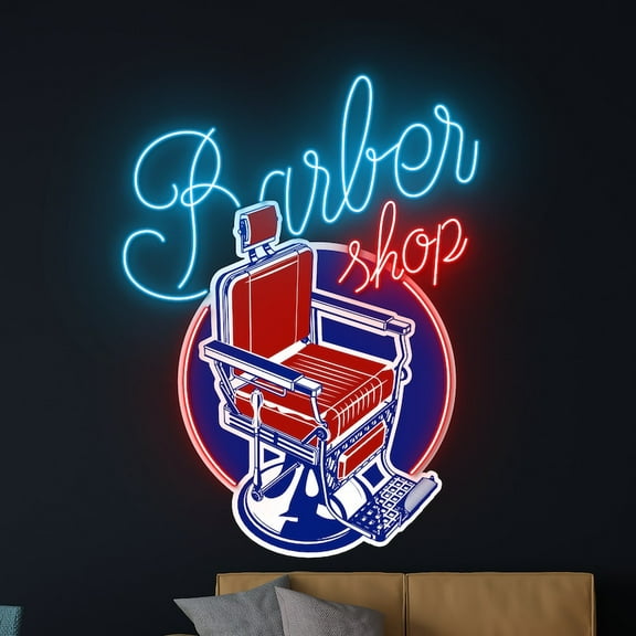 Handmadetneonsign Barber Shop Decal Printed Neon Light, Barber Acrylic Led Light, Barber Salon Sign