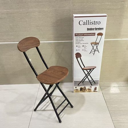 Callistro Outdoor furniture,Folding Bar Stools, 24-inch Outdoor Counter Height Stools with Backrest, Portable Bar Chairs for Patio, Garden and Balcony, No Assembly, Natural