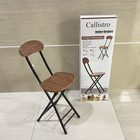 Callistro Outdoor furniture,Folding Bar Stools, 24-inch Outdoor Counter Height Stools with Backrest, Portable Bar Chairs for Patio, Garden and Balcony, No Assembly, Natural