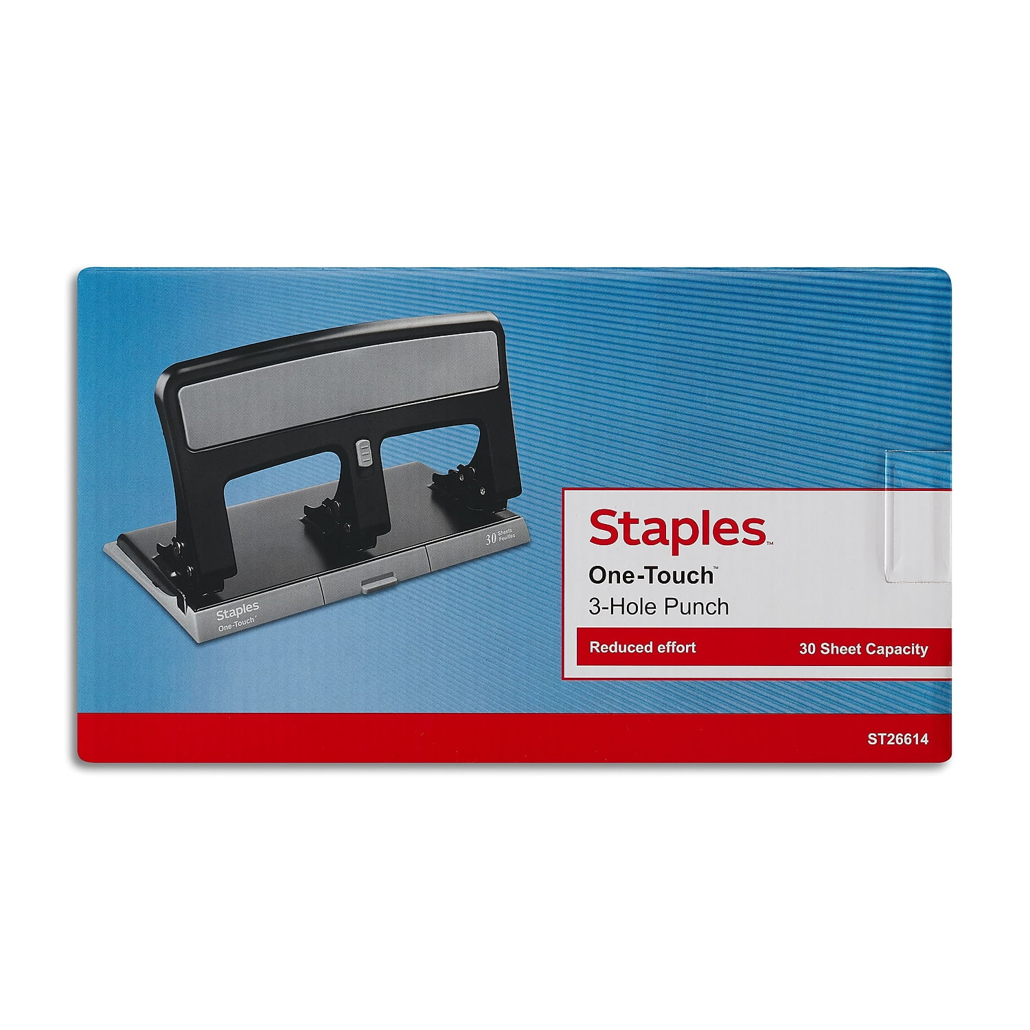Staples One-Touch 3-Hole Punch 30 Sheet Capacity Black 2/Pack ST26614-CCVS