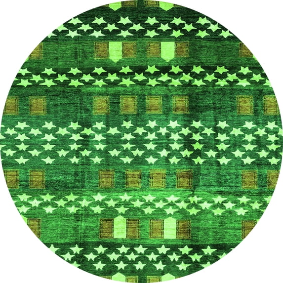 Ahgly Company Indoor Round Abstract Green Modern Area Rugs, 6' Round