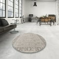 thumbnail image 3 of Ahgly Company Indoor Round Mid-Century Modern Desert Sand Beige Oriental Area Rugs, 3' Round, 3 of 6