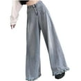 thumbnail image 5 of Sakmal Plus Size Pants for Women Palazzo Jeans Wide Leg Denim Full Length Blue Grey Wash High Waisted Pants with Pockets, 5 of 5