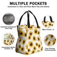 thumbnail image 3 of White Sunflower Drawstring Lunch Bag Women - Drawstring Lunch Bag Insulated for Work Office - Stain-Resistant Large Lunchbags for Women with Multi-Pockets, 3 of 6