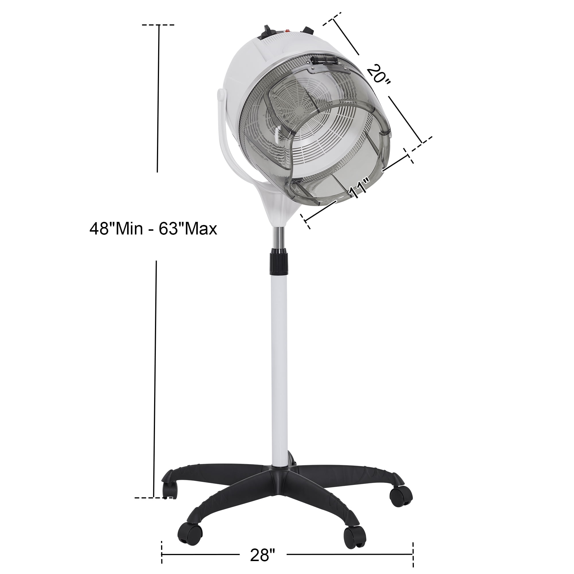 BarberPub Adjustable Bonnet Hood Hair Dryer with Wheel
