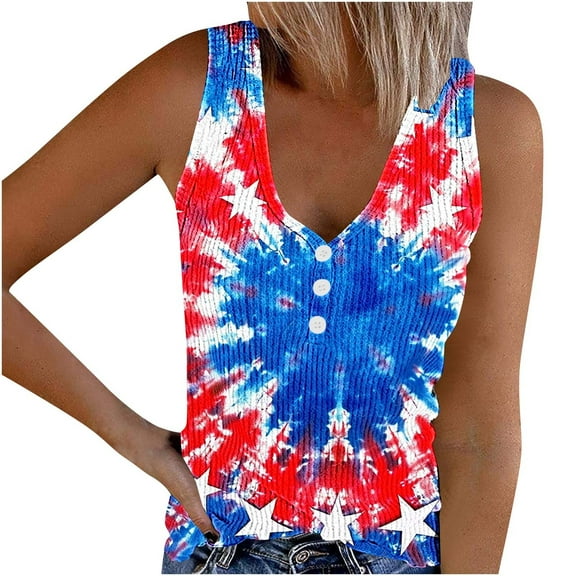 VerPetridure Womens American Flag Tank Tops Patriotic Shirts for Women 4th of July Tanks Top Loose Fit Summer Ring V-Neck Tees Top