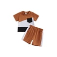 thumbnail image 1 of Faithtur Ensemble d'Été 2 Pcs pour Garçons Tout-Petits T-shirt à Manches Courtes Col Rond + Shorts Contrastés, 1 of 9