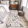 thumbnail image 4 of Purple Grey Botanical 2'x6' Runner Rugs for Hallway Kitchen Bedside Non Slip, Rustic Country Spring Floral Summer Leaf Entryway Rug Runners with Rubber Backing, Long Carpet Runner for Laundry Room, 4 of 8