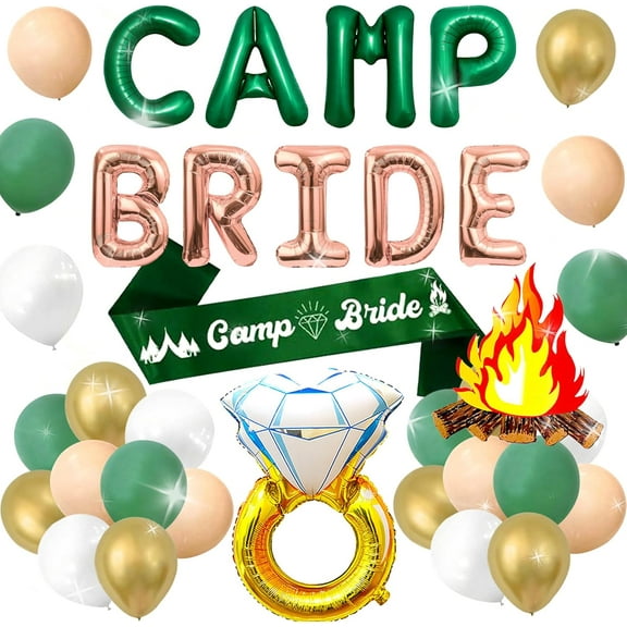 Roaring Good Time Camp Bride Balloons Camping Bachelorette Party Decorations Sign Banner for Cabin Mountain Bridal Shower Engagement Wedding