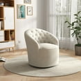 thumbnail image 2 of SEYNAR Modern 360 Degree Swivel Accent Chair Set of 2, Velvet Upholstered Barrel Armchair with Button Tufted Back, Vanity Chair for Living Room(Beige), 2 of 14
