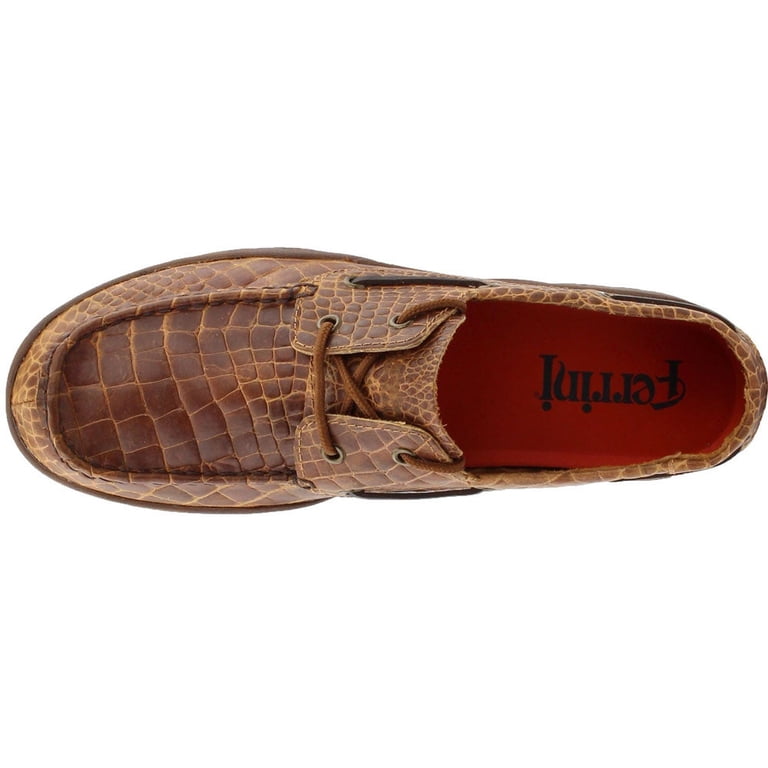 Ferrini Mens Honey Crocodile Printed Boat Casual Shoes  display picture 2