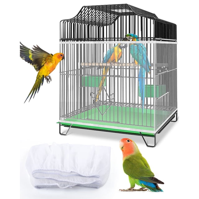 Parrot Oiseau Cage Couverture Réglable Universel Respirant Extensible Maille Jupe Anti-Poussière Couverture Filet Cage Garde