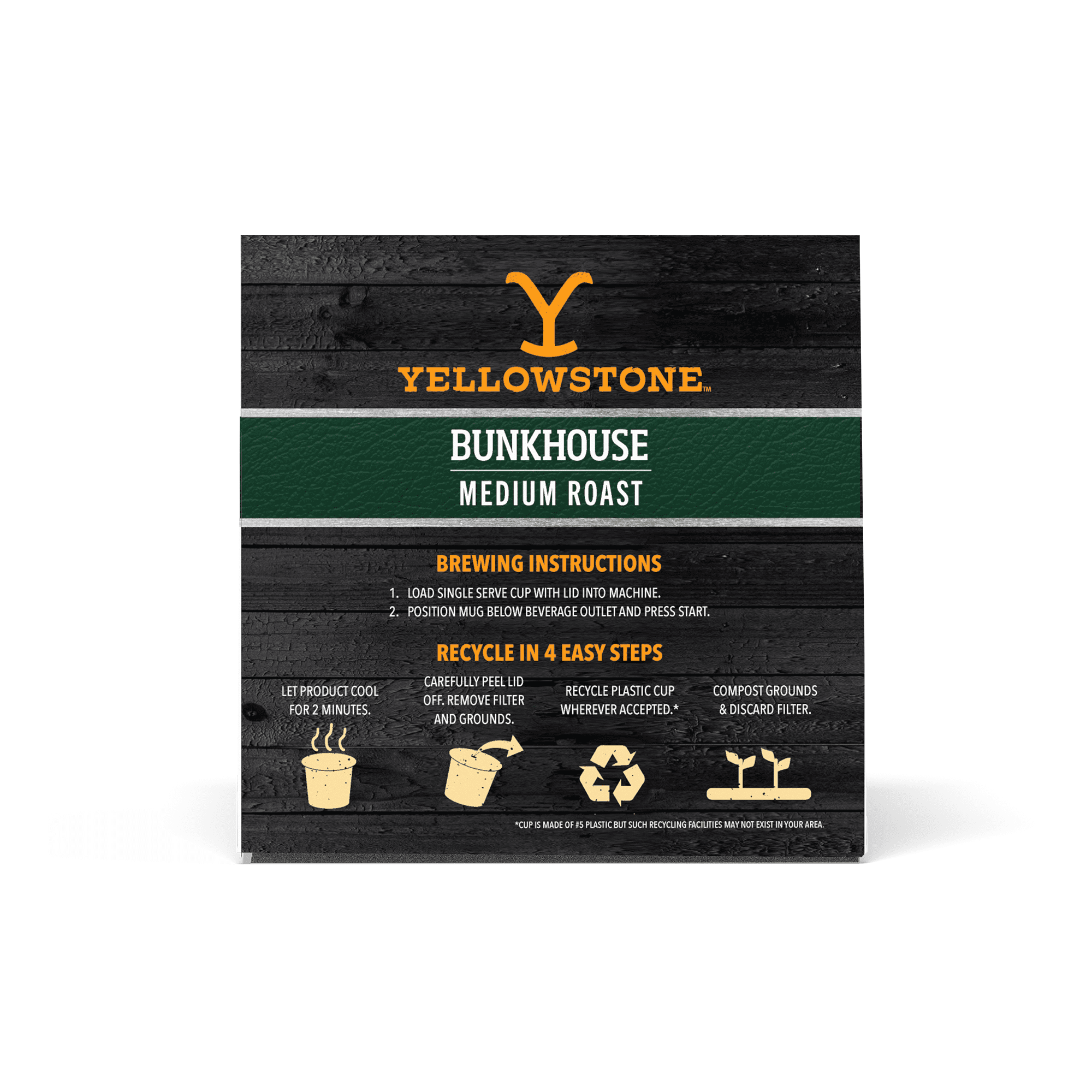 Yellowstone Bunkhouse Medium Roast Coffee Single Serve Pods 12 ct, 3 pack