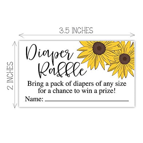 Baby Shower Game 50 Sunflower Diaper Raffle Tickets Invitation Inserts