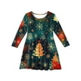 thumbnail image 3 of XEGLSBU Girls Christmas Dress Size 14-16 Girls' Printed Dress Girls Christmas Dress Size 8-10 b-Navy Size 5-6 Years, 3 of 4