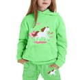 thumbnail image 4 of Ruiwill Girl Outfit Set Winter Outfits Sets Cartoon Horse Print Hooded Sweatshirt Joggers With Drawstring Pocket Ranch Long Sleeve Crew Neck Girl Clothes Green Size 6-7 Years, 4 of 4