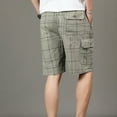 thumbnail image 4 of Iugvhana Men's Plaid Cotton Cargo Short Zipper Multi Pocket Elastic Waist Knee Length Half Pants Plus Size Outdoors Shorts Gray XXXL, 4 of 9