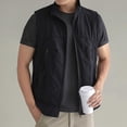 thumbnail image 2 of YFNNUP Big and Tall Men's Golf Vest Lightweight Casual Sleeveless Jacket Outerwear Windproof Water Resistant Grid Lining Vests with Zipper Pockets Black,XXL, 2 of 7