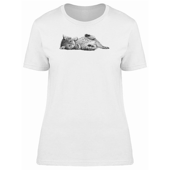 Cute Grey Baby Kitten Sketch Tee Women's -Image by Shutterstock