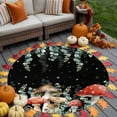 thumbnail image 4 of Red Mushrooms Washable Round Area Rug 5 ft, Eucalyptus Leaves Plants Black Night Sky Stars, Soft Non Slip Rugs Stain Repellent Indoor Felt Carpet for Living Dining Room Bedroom Home Office, 4 of 9