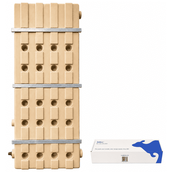 Oziflow International Super-Slim Rain Harvesting Tanks 60 gal Beige HD0840 Copolymer Plastic Rain Barrels, UV Resistant