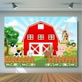 thumbnail image 3 of Farm Red Barn Backdrop for Kids Party Cartoon Farm Animals Birthday Party Photoshoot Photography Background Farm Theme Party Cake Table Banner Photobooth Decorations, 3 of 4