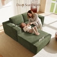 thumbnail image 3 of Vesgantti 80" L-Shaped Modular Sectional Sofa, Corduroy Cloud Couch with Deep Seat & Spring Support, 2-3 Seat Boneless Couch with Ottoman, No Assembly Required, Ideal for Small Spaces, Green, 3 of 9