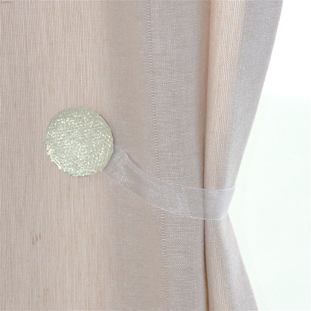 Round Ivory/Off White 2 Piece Crystal Window Curtain Drapery Tie Back Clips Hardware