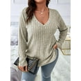 thumbnail image 2 of Women'S Plus Size Casual Knitted V-Neck Long Sleeve Sweater  XXL, 2 of 8