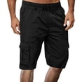 thumbnail image 2 of Men's Cargo Shorts with Multi Pockets and Drawstring Waist Featuring Lightweight Quick Dry Fabric for Summer Hiking Camping Fishing Travel or Casual Daily Wear Black L, 2 of 5