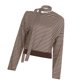 thumbnail image 1 of Women Asymmetrical Off Shoulder Slimming Long Sleeve Blouse Daily Wear Stripe T-Shirt Waist Cinching Crop Top with Scarf L, 1 of 4