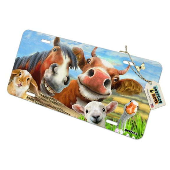 Funny Farm Selfie Cow Horse Rabbit Sheep Novelty Metal Vanity Tag License Plate