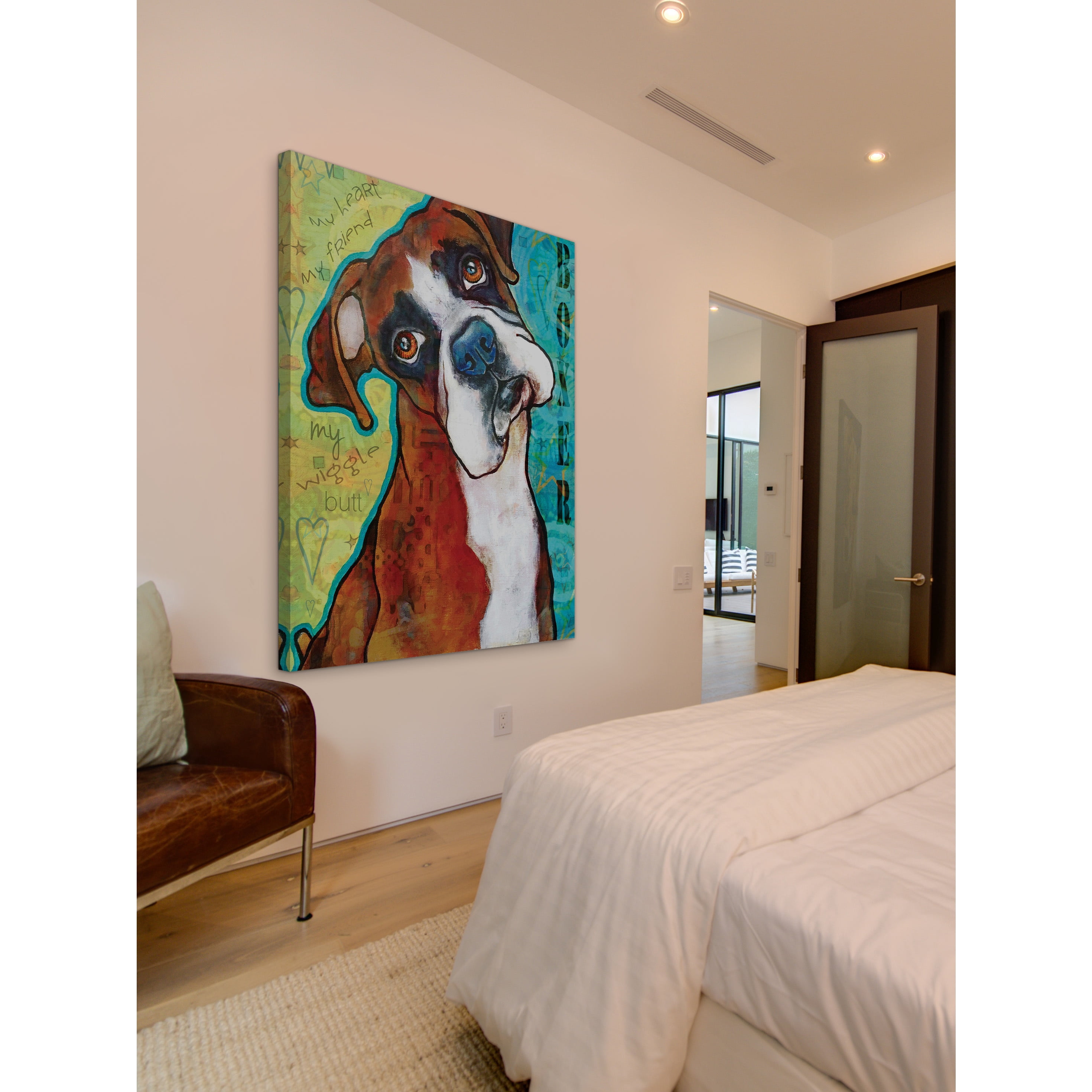 MARMONT HILL  - 'Boxer Pop Art' Painting Print on Wrapped Canvas - Multi-Color 40 x 52