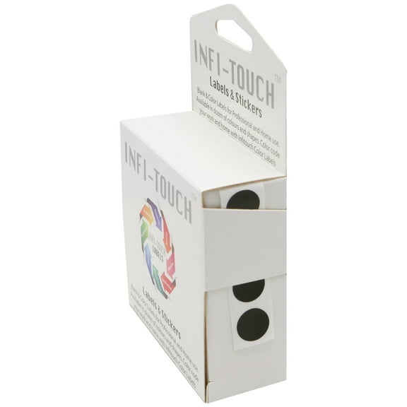 Infi-Touch Labels 1/2 inch Round Permanent Color-Code Dot Stickers, 1000 Stickers per Dispenser Box (Black)
