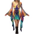 thumbnail image 1 of Fewfanhot Robes d'Halloween pour Femmes, Robe Décontractée à Col Rond avec Imprimés Effrayants et Style Asymétrique, Robe à Enfiler Patchwork, 1 of 5