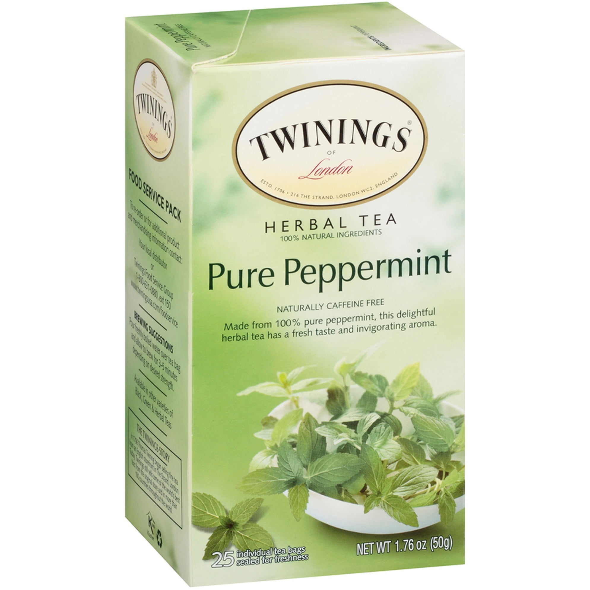 Twinings Pure Peppermint Herbal Tea Tea Bag, 25 / Box (Quantity