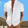 thumbnail image 2 of Mens Button Down Shirt Summer Blouse Sleeveless Turtleneck Men Mens Slim Fit Dress Shirt Large Long Sleeve T Shirts Big Shirts for Men Plain Clothes Corduroy Button up Plan T Long Fit White XL, 2 of 4
