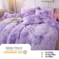 thumbnail image 3 of LIFEREVO 3 PCS Luxury Shaggy Faux Fur Duvet Cover Set Soft Fluffy Fuzzy Comforter Cover Set Ombre Marble Print Furry Bedding, 1 Long Plush Duvet Cover+2 Pillow Covers, Zipper Closure, Orchid, Queen, 3 of 8