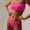 Hot Pink, variant on Odbmxy Strapless Two Piece Bathing Suits for Women Bandeau Swimsuits Women Backless Plain High Waist Holiday Swimwear,Pink L