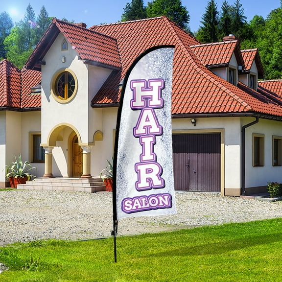 QSUM Hair Salon Sign Feather Flag with Pole Kit,7FT Hair Salon Decoration Display, Hair Salon Business Sign,Hair Salon Swooper Flag