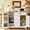Retro, variant on Aiho 55.1" Sideboard Buffet Cabinet with 3 Drawers & 4 Doors, Modern Storage Console for Kitchen, Dining Room, Living Room, White and Brown