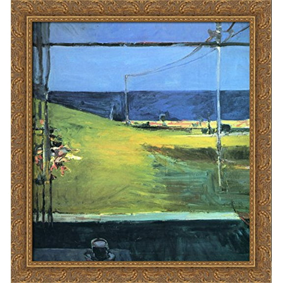 Horizon Ocean View 28x32 Large Gold Ornate Wood Framed Canvas Art by Richard Diebenkorn