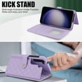 thumbnail image 3 of Case Wallet for Samsung Galaxy S23, [Wristlet & Crossbody Strap] RFID Blocking 5 Card Slots Stand [Shockproof TPU Shell] PU Leather Magnetic Flip Cover Compatible with S23, Purple, 3 of 9