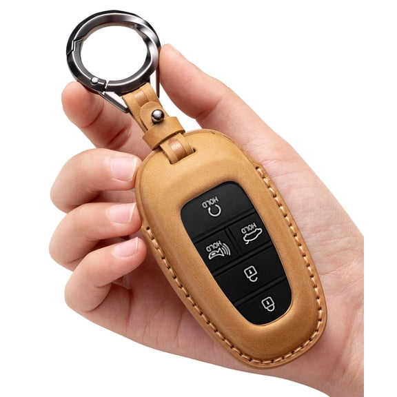 Hyundai Key Fob Cover with Leather Keychain, Car Key Fob Case Holder Compatible for Tucson Sonata Santa Fe Cruz Palisade 2020-2024