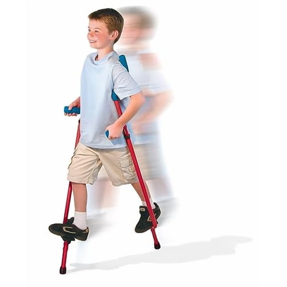 Geospace Adjustable Walkaroo Steel Stilts for Kids - Indoor/Outdoor Play, Exercise, Steel Stilts for Adults- Up to 220 lbs, Height Adjustable Walking Stilts, Kids Stilts -Red