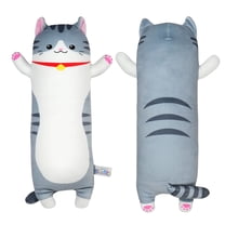 BenBen Long Cat Plush Pillow, Cat Stuffed Animal Body Pillow for Kids, 27.5 in, Grey