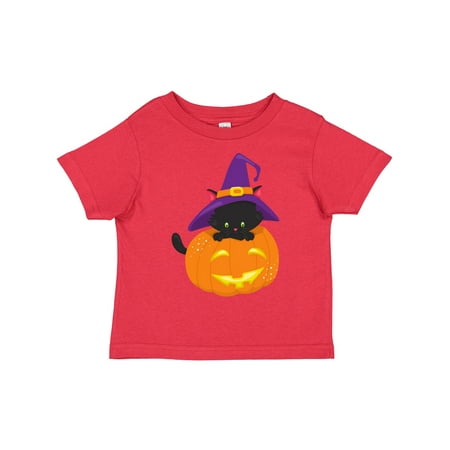 

Inktastic Halloween Cat Black Cat Witch Hat Pumpkin Gift Toddler Boy or Toddler Girl T-Shirt