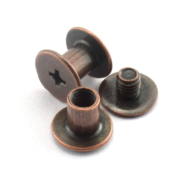 LQ Industrial 120sets Chicago Screw Cross Head Phillips Drive Binding Screws Rivet Book Binding DIY Leather Craft Assembly Bolt 5x6mm Red Bronze
