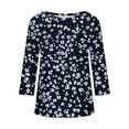 thumbnail image 5 of CYMMPU Spring Tops Round Neck 3/4 Sleeve Loose Fit Tunic Tops Summer Fashion Shirts Flower Printed Blouses for Women Dressy Casual Plus Size Blouse XXXXXL, 5 of 5